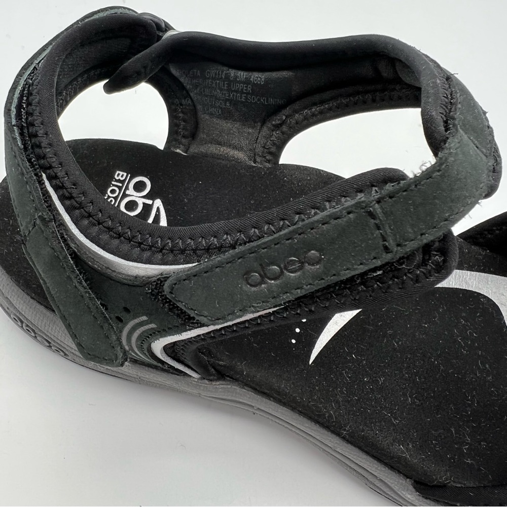 Abeo BIO System Goleta Black Leather Comfort Walking Active Sandals Women’s 8.5 - Picture 6 of 11